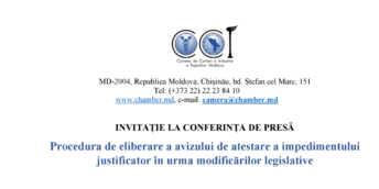 INVITAȚIE LA CONFERINȚA DE PRESĂ ”Procedura de eliberare a avizului de atestare a impedimentului justificator în urma modificărilor legislative”