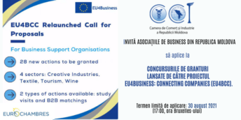 CCI a RM invită Asociațiile de Business să aplice la concursurile de granturi lansate de proiectul EU4Business: Connecting Companies (EU4BCC)