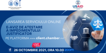 CCI a RM lansează un nou serviciu digital  „e-Aviz de atestare a impedimentului justificator” pe platforma www.client.chamber.md