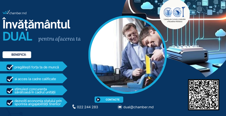 CCI a RM invită unitățile economice să participe în anul de studii 2025-2026 la sistemul de învățământ dual!